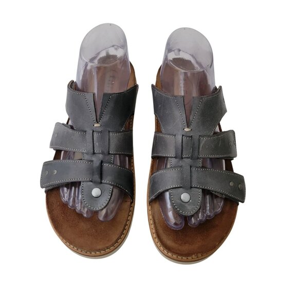 Taos MAGNIFICENT Steel Leather Adj Strap Sandals w/ Cork Footbed Women's 8-8.5 - Picture 2 of 8